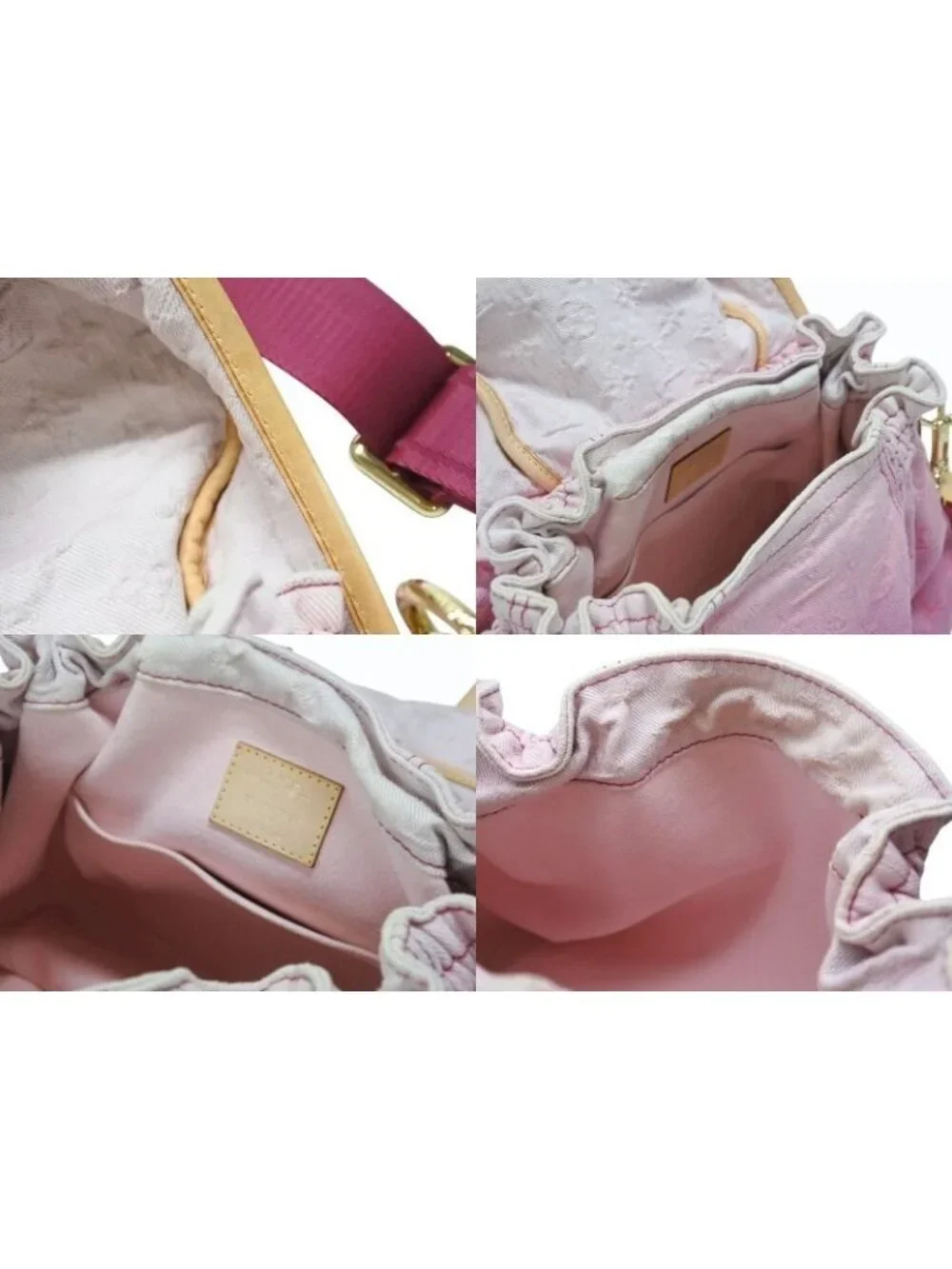 Louis Vuitton Shoulder Bag Monogram Denim Sunshine Pink White Gold